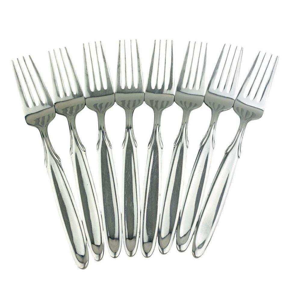 8 x Oneida Berkshire Salad Forks Stainless 18/10 Glossy 7 1/4” Flatware Fork